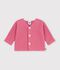 Baby-Strickjacke, kraus rechts gestrickt aus einfarbiger Baumwolle rosa