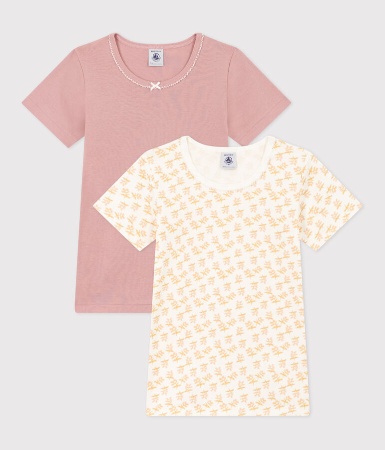 2er-Set kurz&auml;rmelige T-Shirts aus Baumwolle mit Blumenmotiv f&uuml;r M&auml;dchen vielfarbig