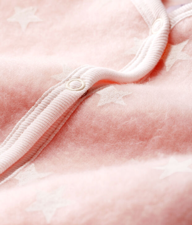 Baby-Pyjama zum &Uuml;berziehen aus Fleece f&uuml;r M&auml;dchen rosa/weiss