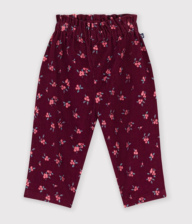 Baby-Hose aus gebl&uuml;mtem Fein-Cord rot/vielfarbig