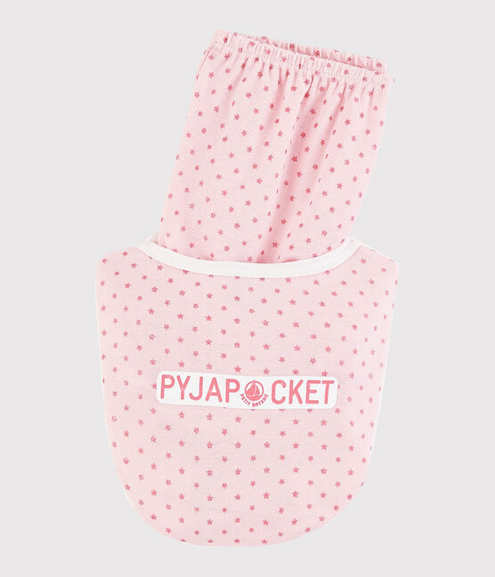 Kinder-Kurzpyjama aus Baumwolle mit Seepferdchenmotiv für Mädchen weiss MARSHMALLOW/rosa GRETEL