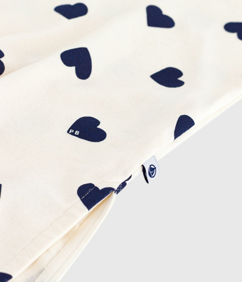 Damen-Nachthemd aus Baumwolle mit Herzmotiv naturfarben/blau