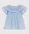 Kurz&auml;rmelige Kinder-Bluse aus einfarbiger Baumwolle blau