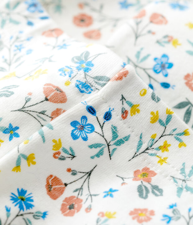 Baby-Leggings aus Baumwolle mit Blumemuster weiss/vielfarbig