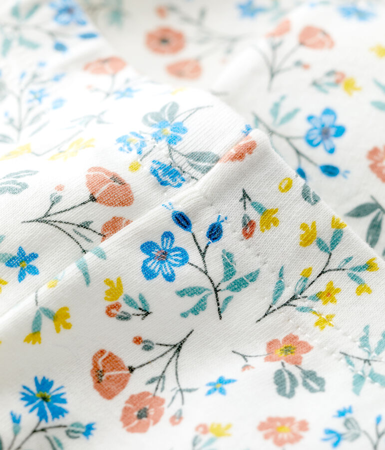 Baby-Leggings aus Baumwolle mit Blumemuster weiss MARSHMALLOW/weiss MULTICO