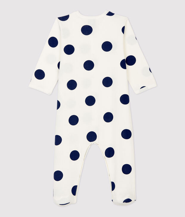 Baby-Strampler aus Bio-Baumwolle mit Punktmuster weiss/blau