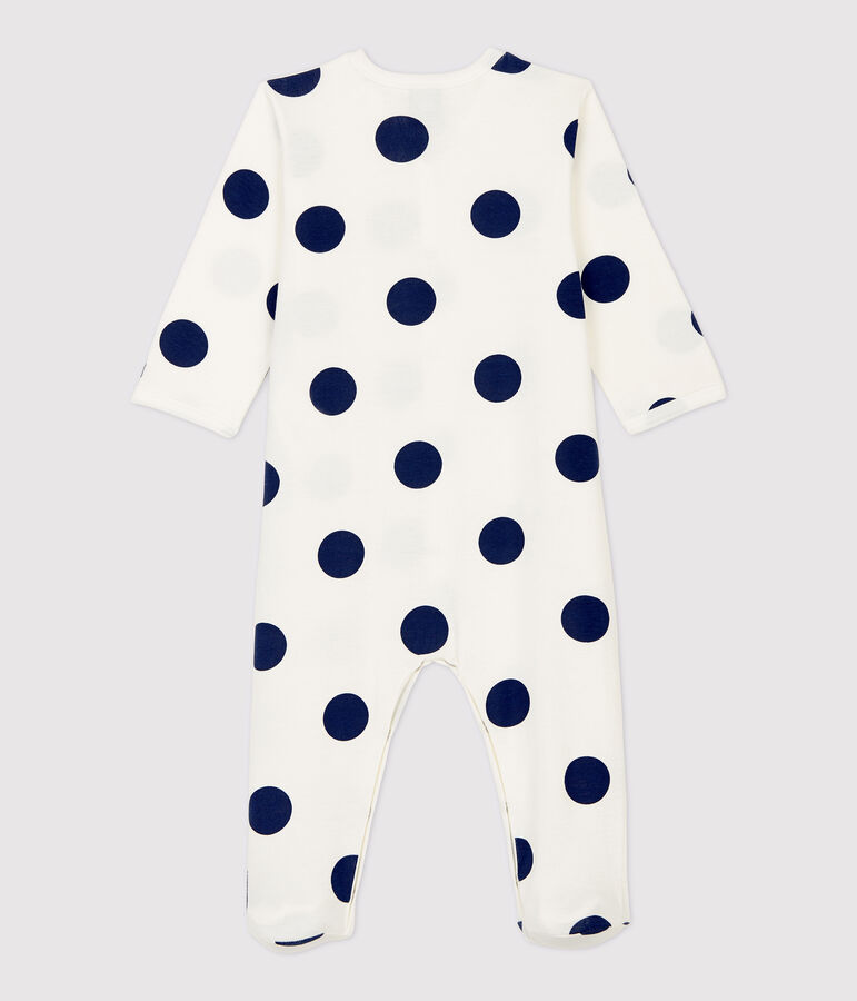 Baby-Strampler aus Bio-Baumwolle mit Punktmuster weiss/blau