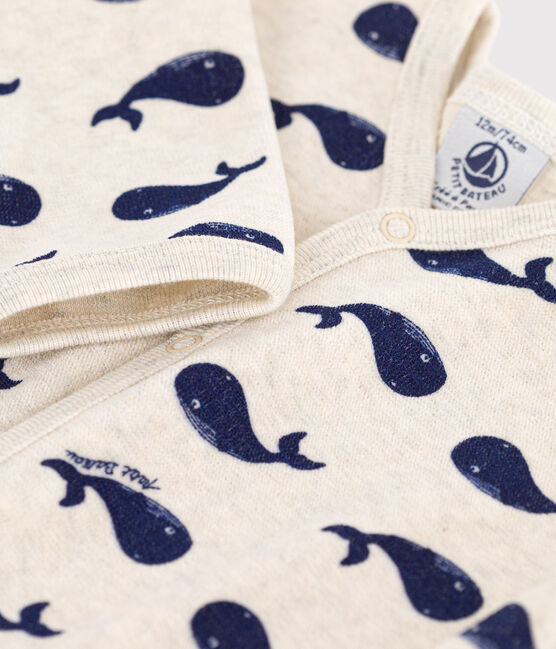 Pyjama aus Samt mit Meereswalen beige MONTELIMAR/blau MEDIEVAL