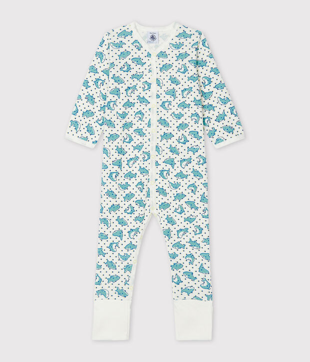 Baby-Strampler aus Rippstrick weiss/vielfarbig