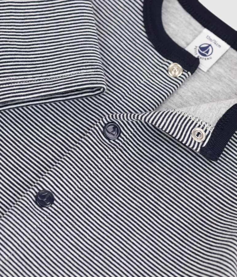 Baby-Cardigan aus dickem Jersey mit Ringelstreifen blau/weiss