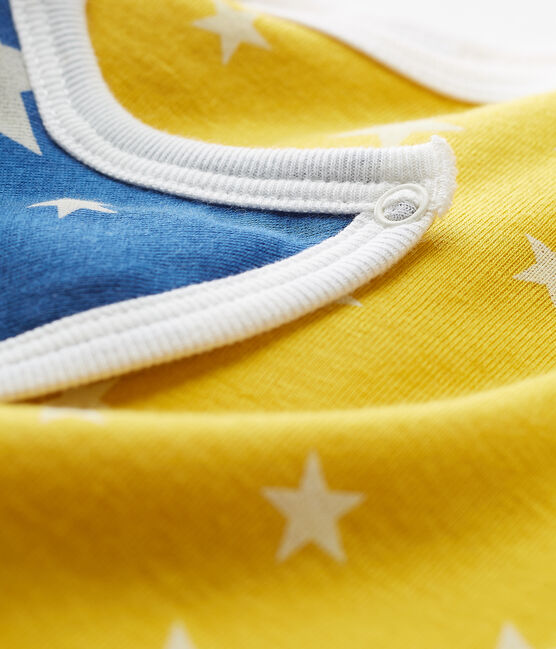 Baby-Kurzoveralls aus Rippstrick für Jungen gelb HONEY/weiss MARSHMALLOW