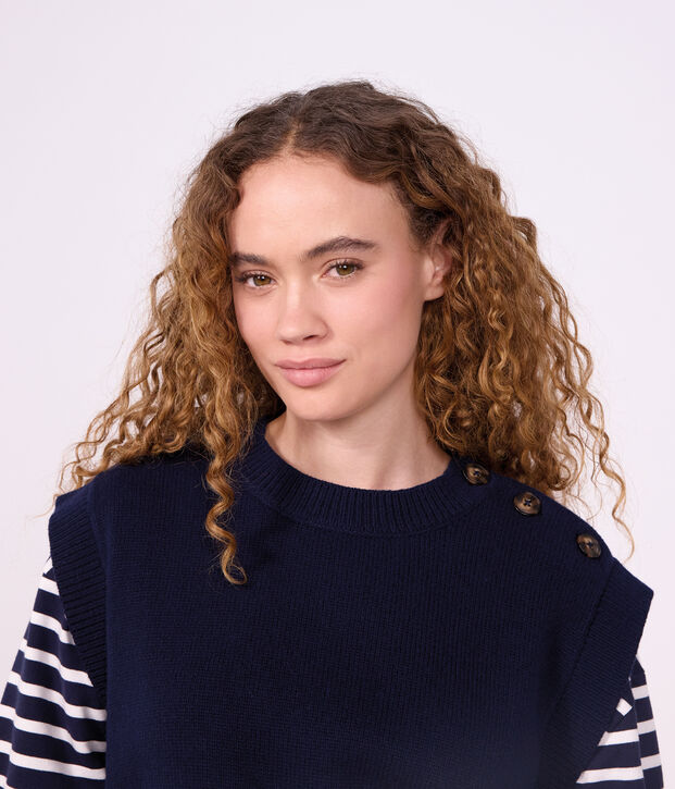 Lang&auml;rmeliges Damen-Streifenshirt Marini&egrave;re aus Baumwolle blau/weiss