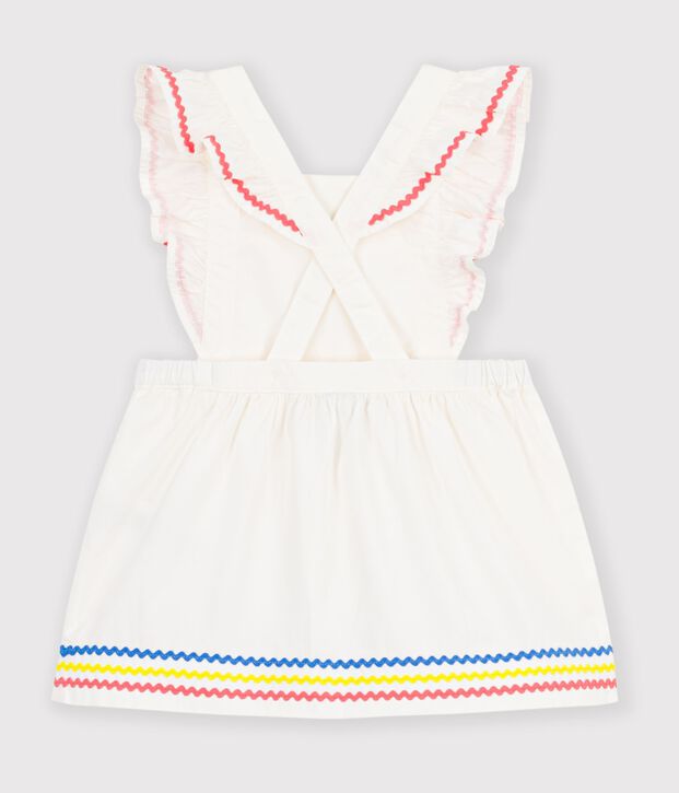 Baby-Latzkleid aus einfarbiger Baumwolle weiss