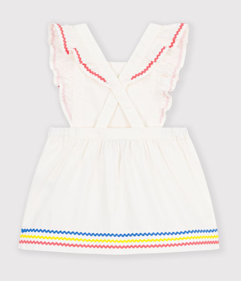 Baby-Latzkleid aus einfarbiger Baumwolle weiss