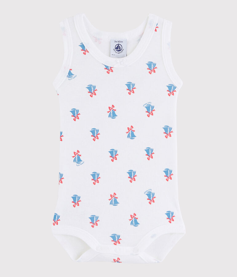 &Auml;rmelloser Baby-Body M&auml;dchen weiss ECUME/weiss MULTICO