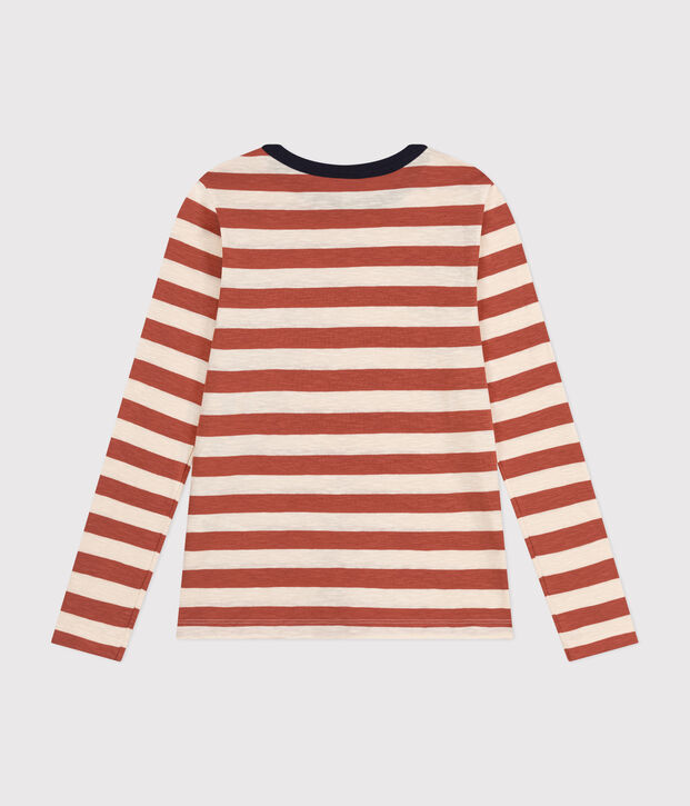 Damen-T-Shirt LE DROIT aus Baumwolle mit Rundhalsausschnitt braun/naturfarben