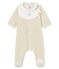 Baby-strampler und latz unisex aus baumwoll-samt beige MONTELIMAR CHINE
