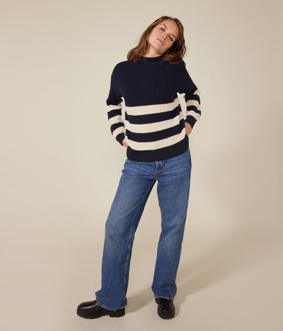 Damen-Pullover aus Baumwolle blau SMOKING/ AVALANCHE