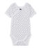 Kurzärmeliger Baby-Mädchen-Wickelbody mit Print weiss ECUME/blau MEDIEVAL