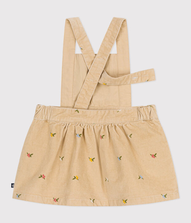 Baby-Kleid aus Fein-Cord mit Blumenstickerei beige/vielfarbig