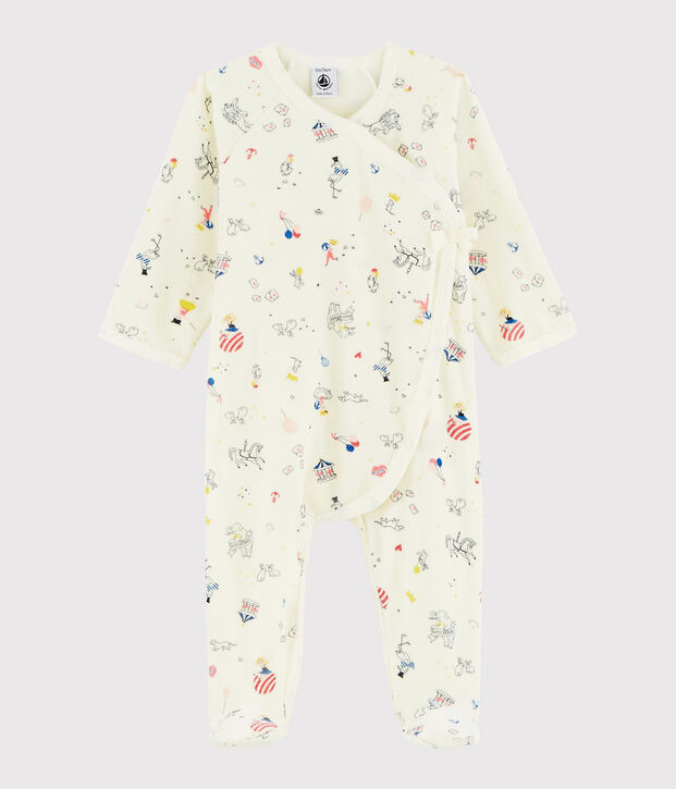 Baby-Strampler aus Nicki f&uuml;r M&auml;dchen weiss/vielfarbig