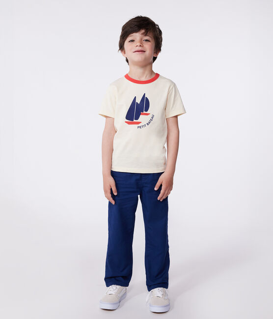 Kurzärmeliges Kinder-T-Shirt aus bedruckter Baumwolle naturfarben AVALANCHE