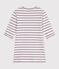 Kurz&auml;rmeliges Damen T-Shirt aus Baumwolle mit Streifen weiss/rot