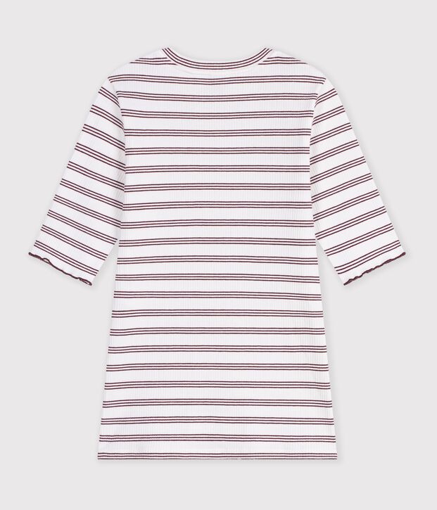Kurz&auml;rmeliges Damen T-Shirt aus Baumwolle mit Streifen weiss/rot