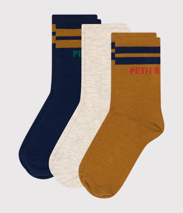 3er-Set Kinder-Socken aus einfarbiger Baumwolle vielfarbig