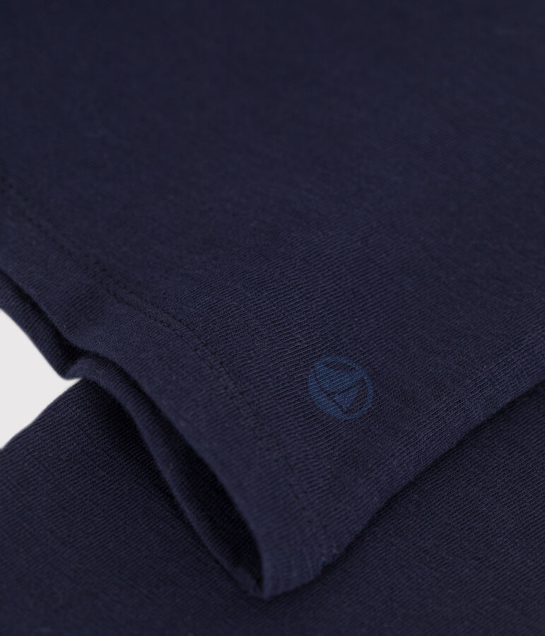 Lang&auml;rmeliges Damen-T-Shirt Le Droit mit weitem Ausschnitt aus geflammten Jersey blau