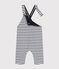 Lange Baby-Latzhose aus gestreiftem dickem Jersey weiss MARSHMALLOW/blau SMOKING