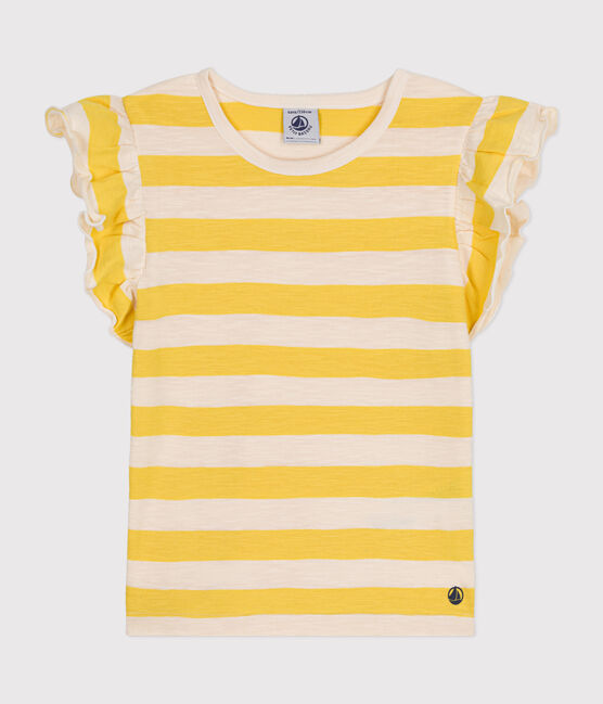 Gestreiftes T-Shirt aus geflammtem Jersey Kinder/Mädchen gelb NECTAR/ AVALANCHE