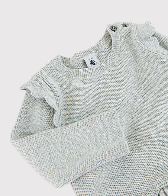 Baby-Kleid für Mädchen aus Wolle und Baumwolle grau BELUGA CHINE