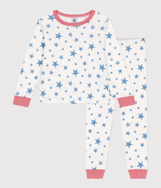 Kinder-Pyjama aus Baumwolle mit Sternen-Motiv weiss MARSHMALLOW/blau ALASKA