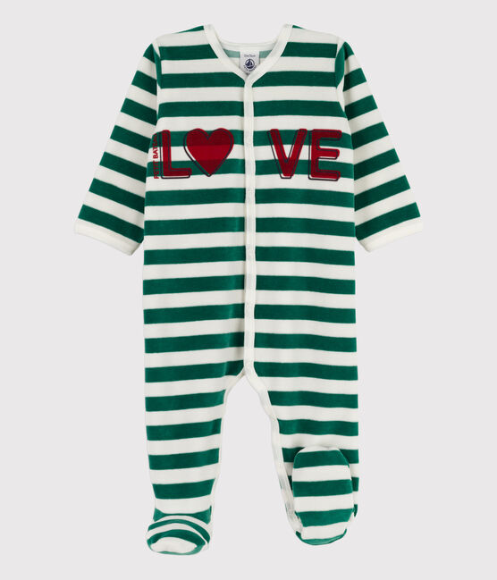 Baby-Strampler aus Nicki EVERGREEN/ MARSHMALLOW