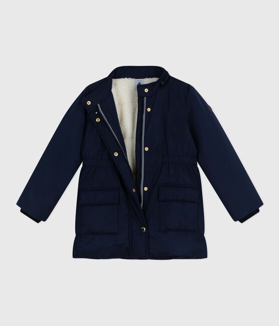 Kinder-Parka halblang und einfarbig blau SMOKING