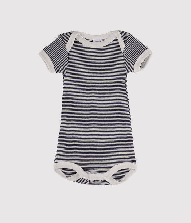 Kurz&auml;rmeliger Baby-Body f&uuml;r M&auml;dchen - Jungen blau/weiss