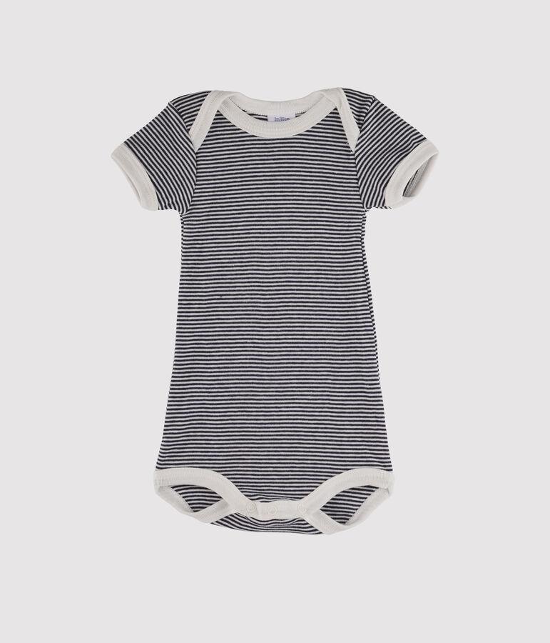 Kurz&auml;rmeliger Baby-Body f&uuml;r M&auml;dchen - Jungen blau/weiss