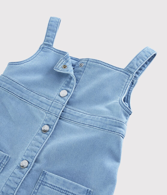 Kinder-Latzkleid aus Denim-Molton für Mädchen blau DENIM CLAIR