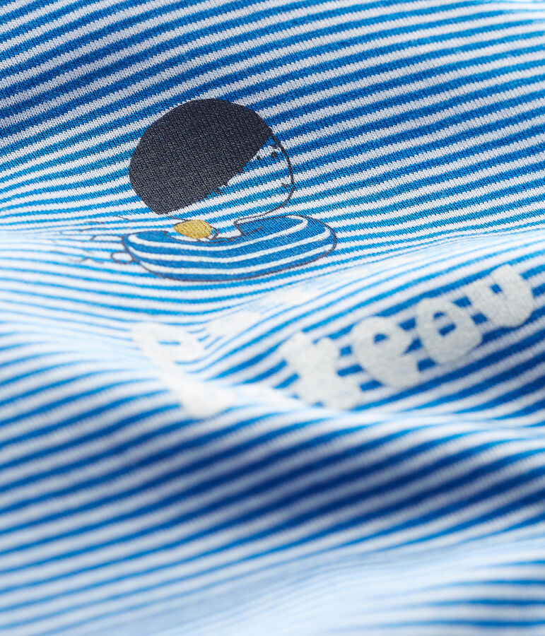 Baby-kurzoverall in ringelstreifenmuster jungen blau/weiss