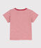 Kurzärmeliges gestreiftes Baby-T-Shirt aus gestreiftem geflammtem Jersey. rosa PAPI/beige AVALANCHE