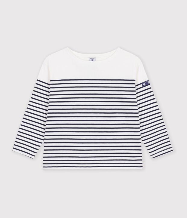 Kinder-Streifenshirt Marini&egrave;re aus Baumwolle weiss/blau