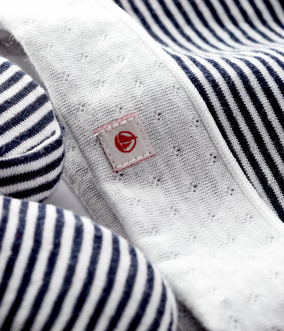 Set bestehend aus Mützchen und gestreiften Babyschuhen für Neugeborene aus Doppeljersey variante 1