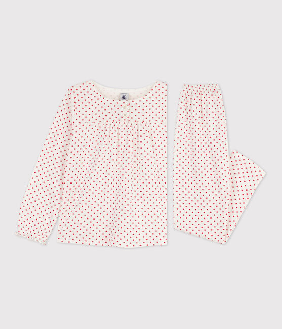 Kinderpyjama aus Baumwolle mit Sternenmotiv für Mädchen weiss MARSHMALLOW/ STOP