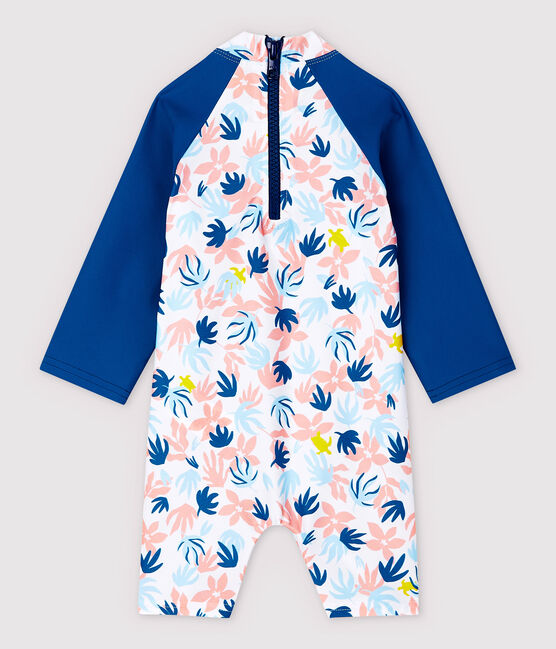 Baby-Badekombination mit UV-Schutz aus recycelten Materialien für Mädchen weiss MARSHMALLOW/weiss MULTICO