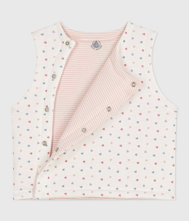 Wendbare Baby-Weste aus bedruckter Baumwolle weiss/vielfarbig