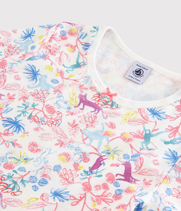 Nachthemd aus Baumwolle mit Dschungel-Motiv f&uuml;r M&auml;dchen weiss/vielfarbig