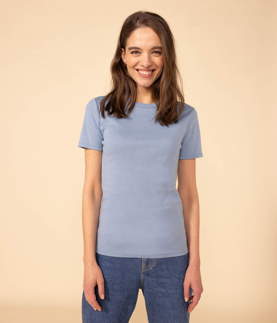 T-Shirt L’ICONIQUE aus Baumwolle mit rundem Ausschnitt für Damen blau AZUL