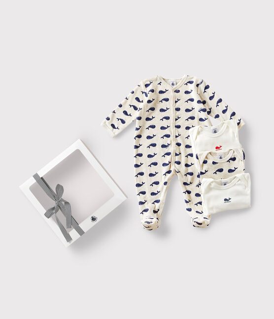 Baby-Geschenkset aus 1 Strampler und 3 Bodys mit Walmotiv variante 1