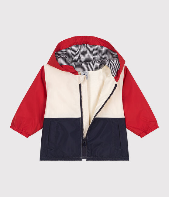 Baby-Windjacke mit Colorblock und Ringelstreifen-Futter rot AURORA/ MULTICO